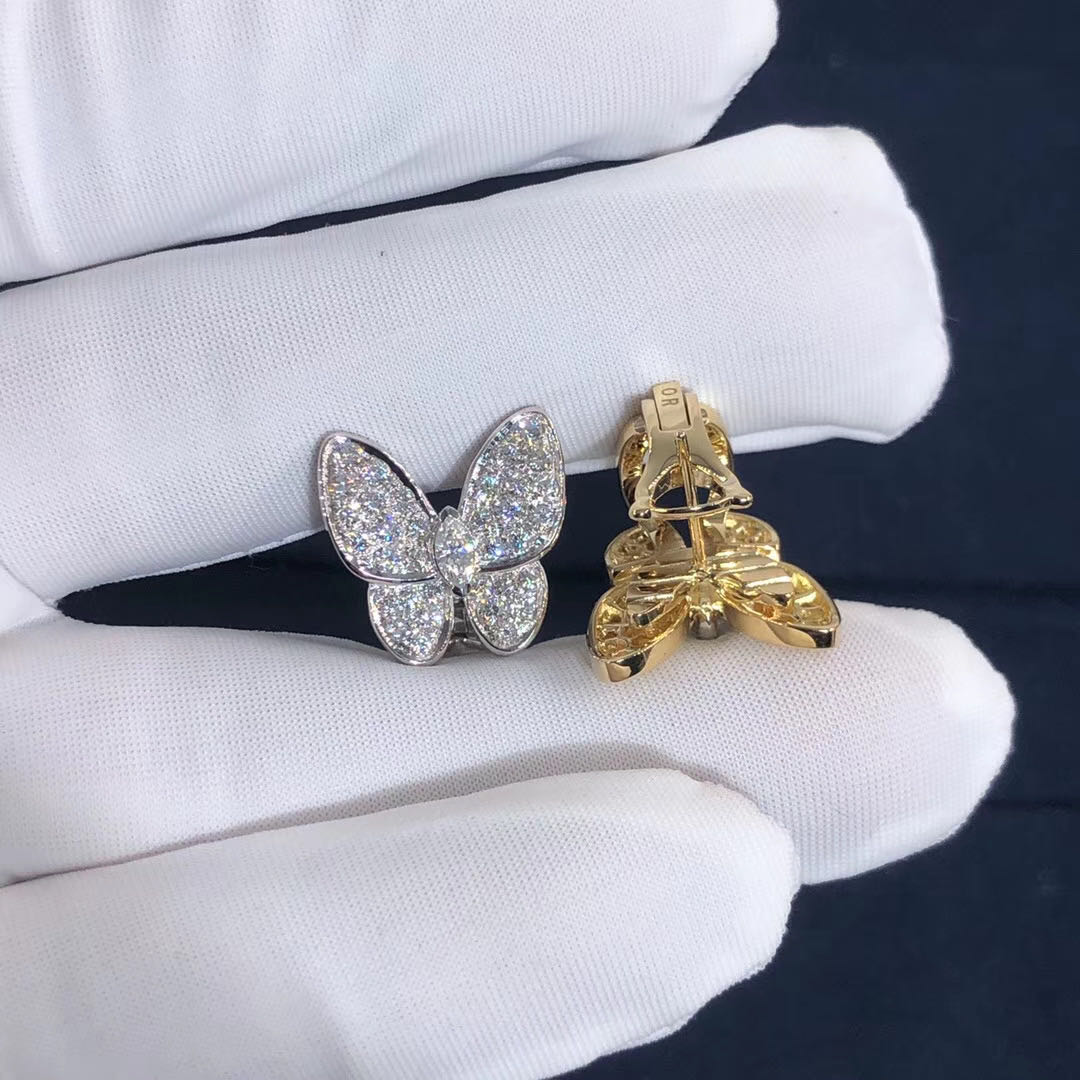 HOA TAI  Van Cleef & Arpels Diamond Yellow Sapphire Two Butterfly Earring 18K GOLD