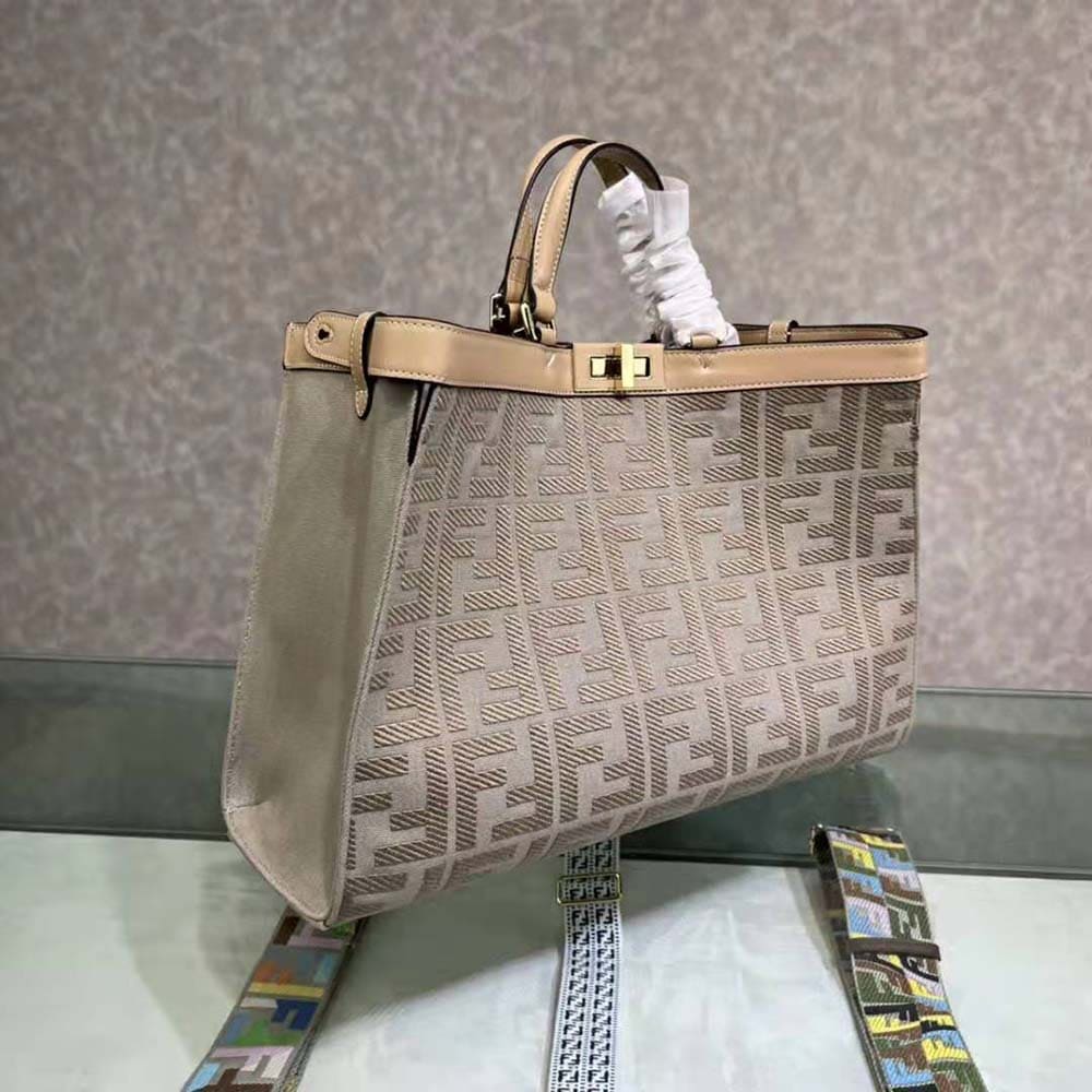 TÚI FENDI Medium Peekaboo X-Tote Gray Canvas Bag