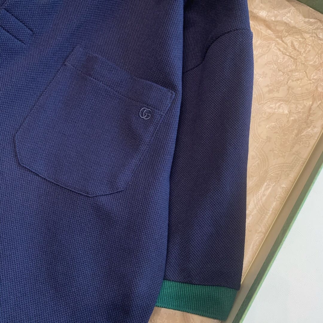ÁO GUCCI GG POLO SHIRT MÀU XANH ĐẬM UNISEX