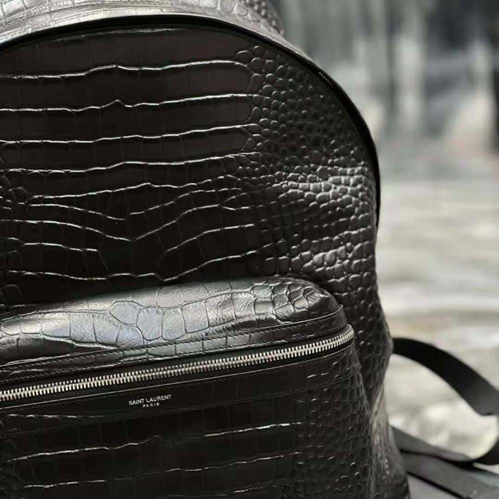 BALO Saint Laurent YSL City Backpack in Crocodile-Embossed Leather