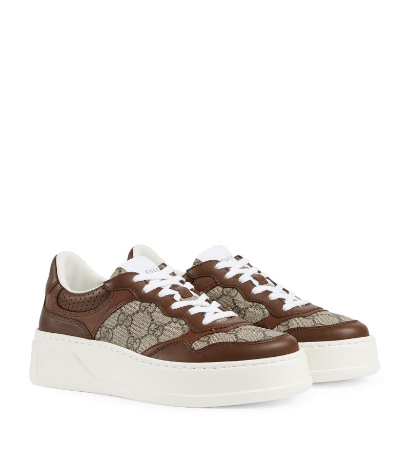 GIÀY GUCCI Leather GG-Print Sneakers