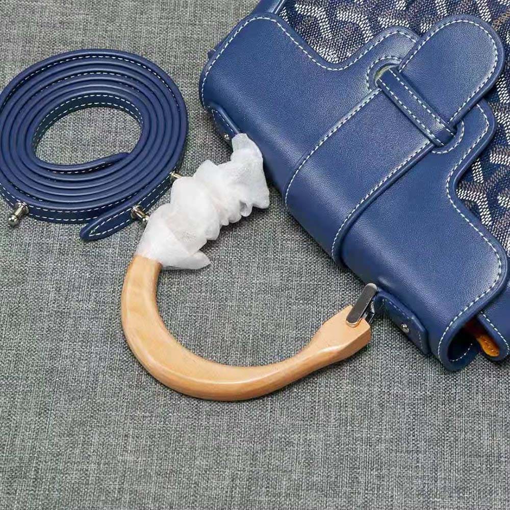 TÚI Goyard Women Sac Saïgon Souple Mini in Toile Goyardine & Chevroches Calfskin-Navy