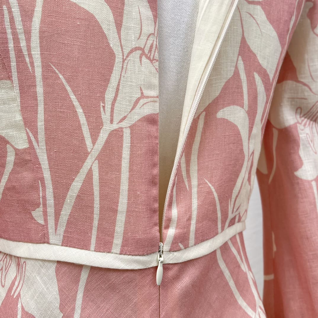 VÁY ZIMMERMANN Pink Floral Print Lantern Sleeve Vinatge Midi Dress High Classy