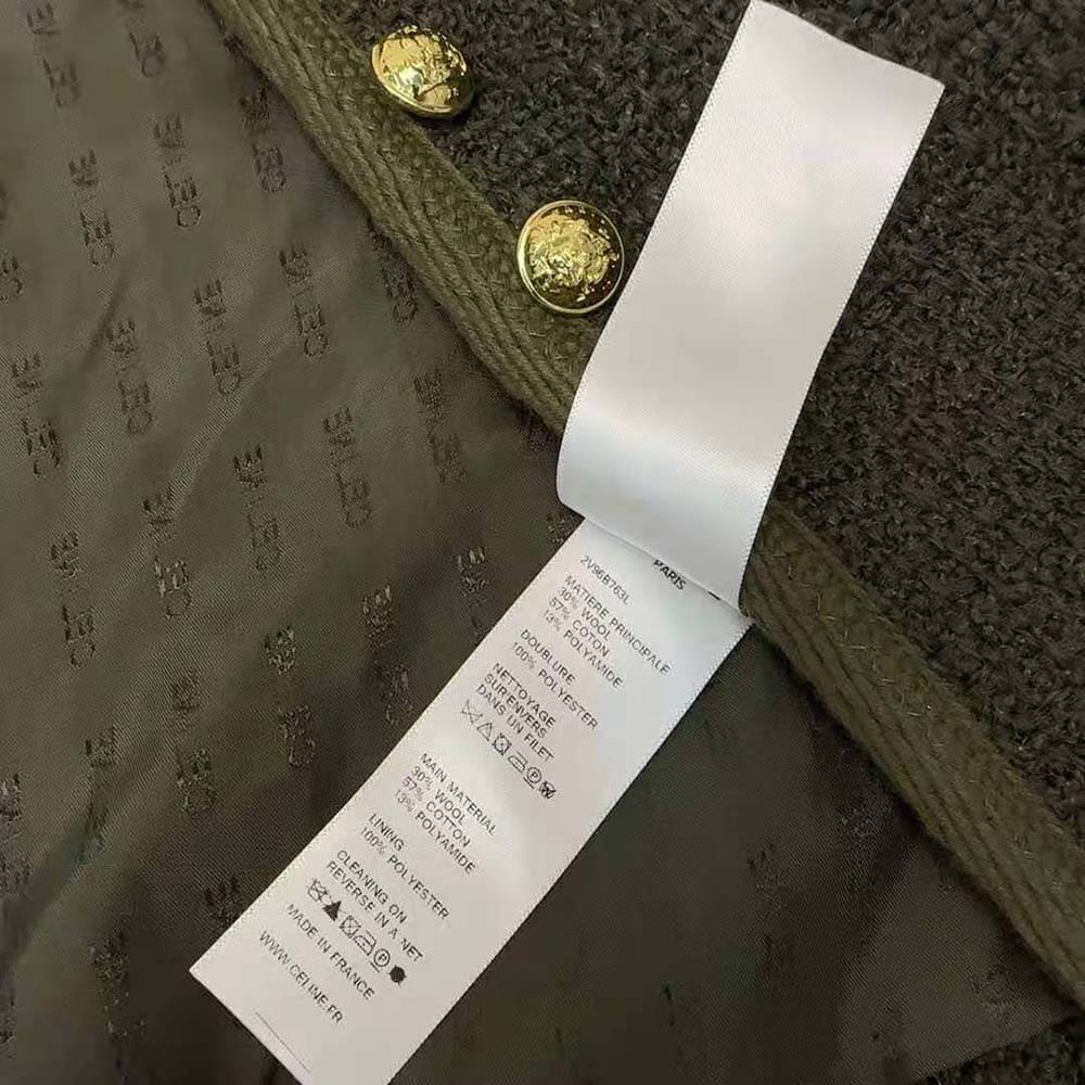 ÁO CELINE Women Chelsea Jacket in Bouclette Natté-Green