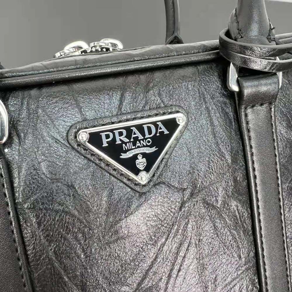TÚI Prada Women Small Antique Nappa Leather Top Handle Bag-Black
