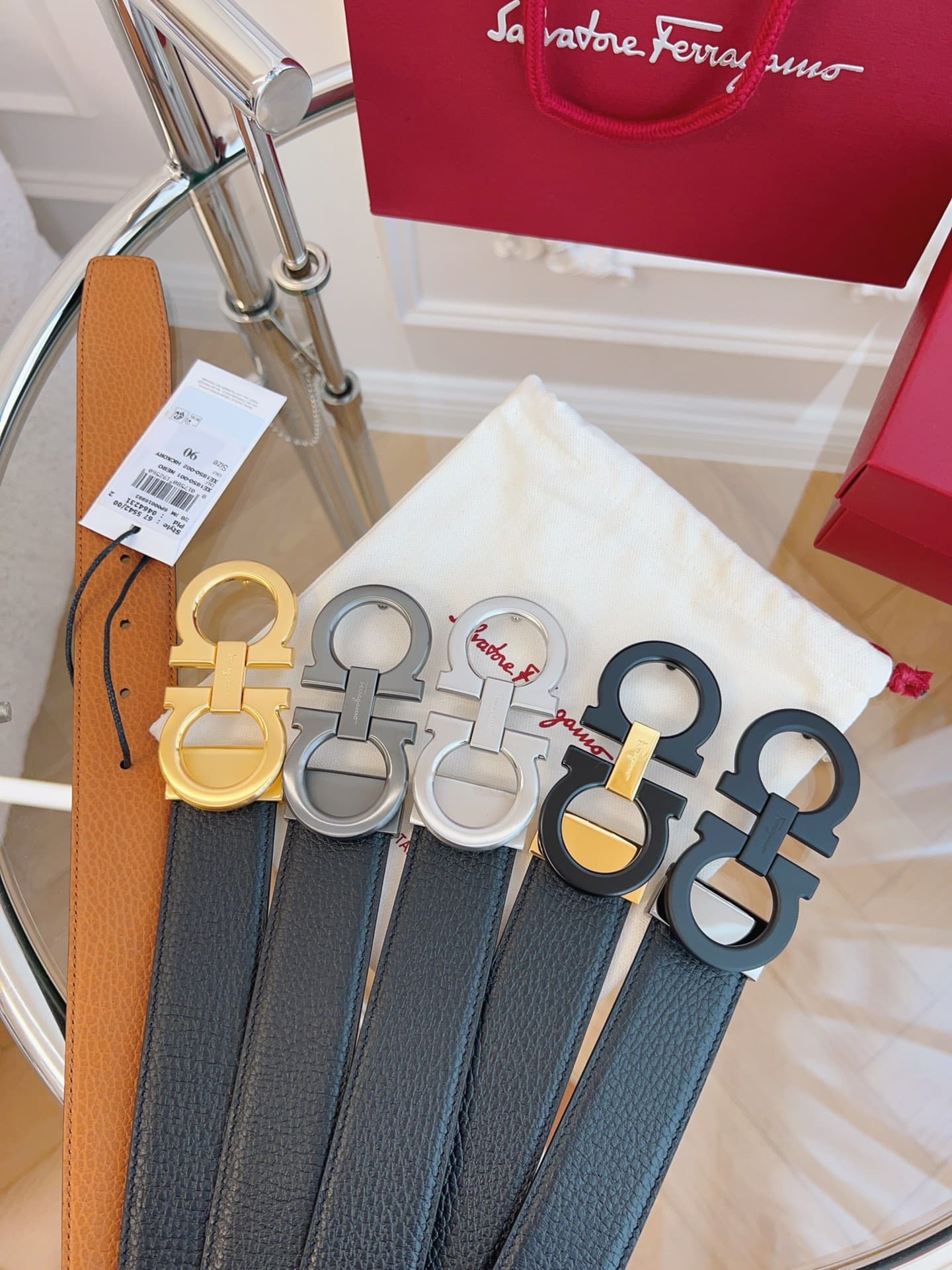 DÂY LƯNG Salvatore Ferragamo Adjustable Gancini Belt Khóa đen