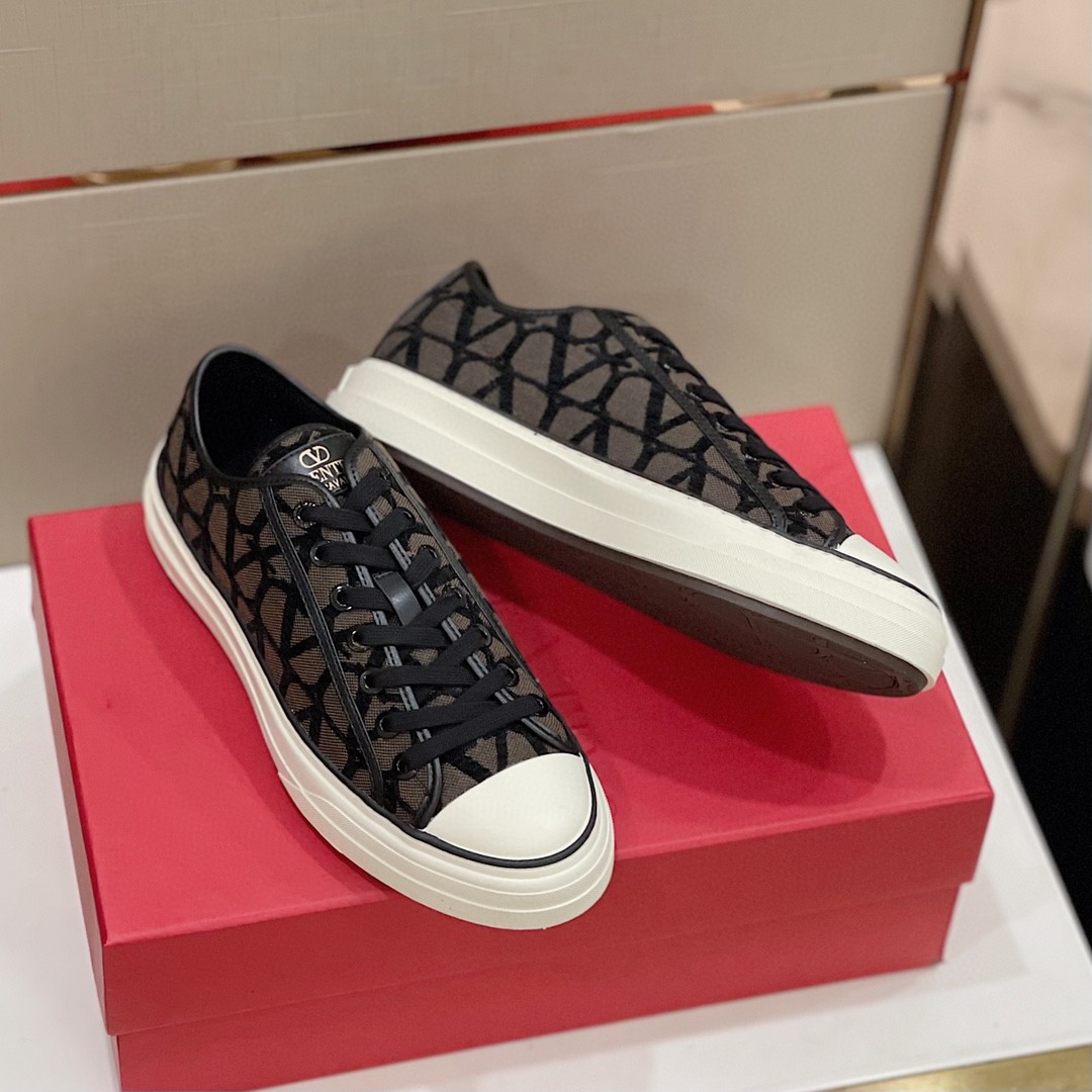 GIÀY VALENTINO CANVAS LEATHER SNEAKER SHOES AAA