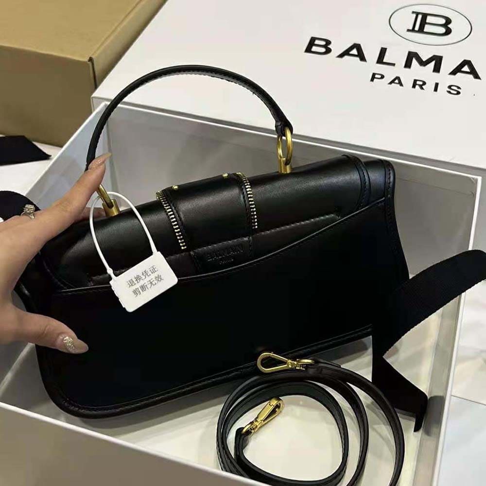 TÚI Balmain Women Blaze Clutch Bag in Smooth Leather-Black