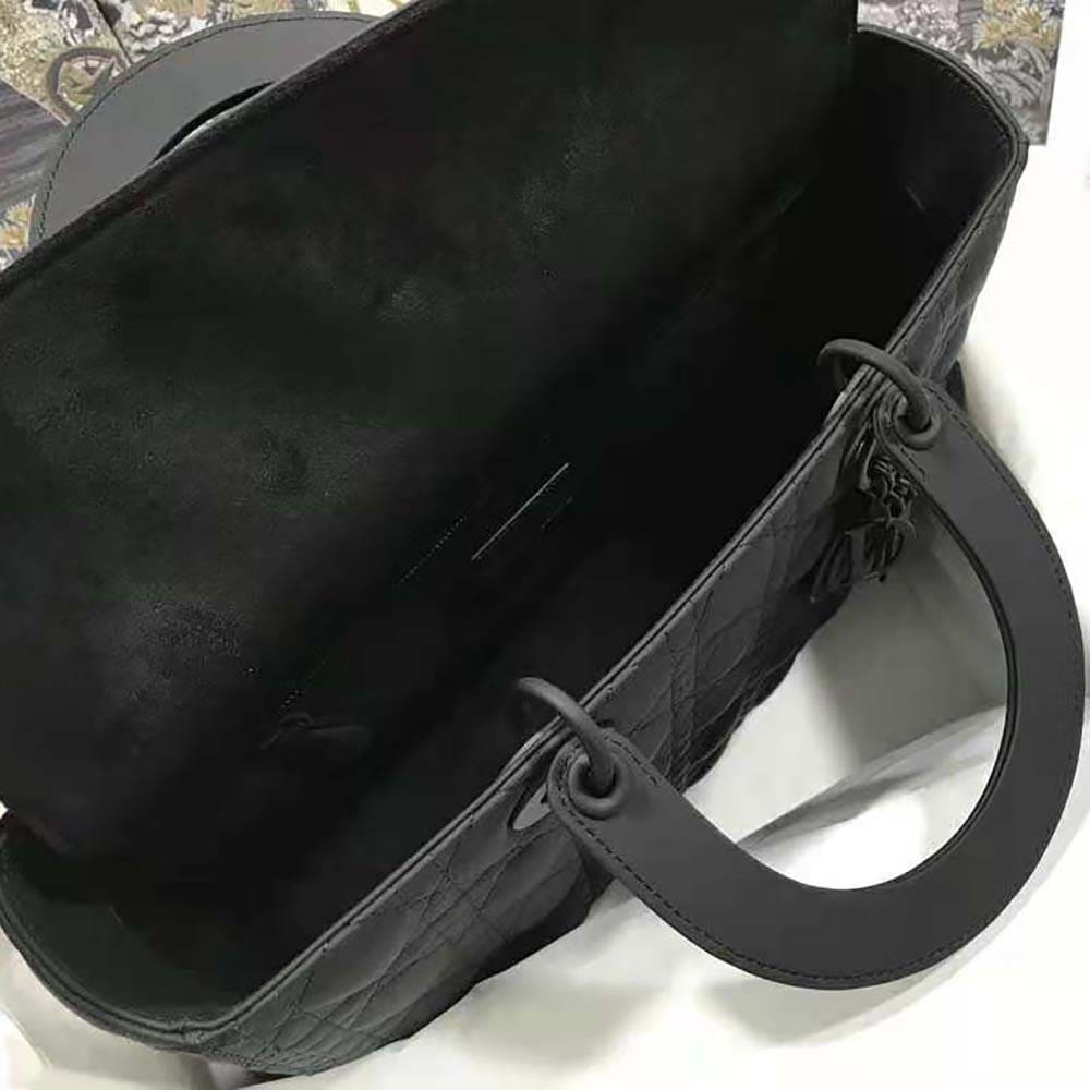 TÚI Dior Women Large Lady Dior Bag Black Ultramatte Cannage Calfskin