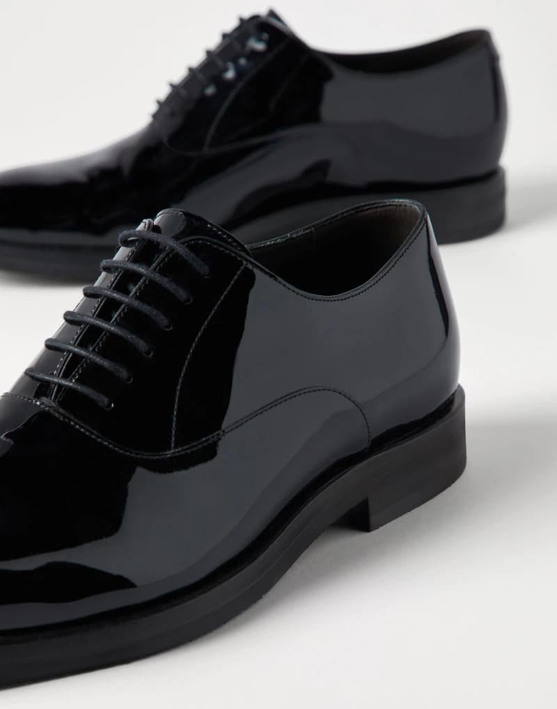 GIÀY BRUNELLO CUCINELLI OXFORD PATENT CALFSKIN SHOES AAA DA BÊ BÓNG