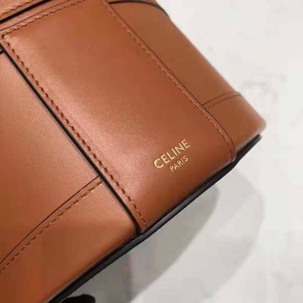 TÚI Celine Women Medium Tambour Bag in Smooth Calfskin-Brown