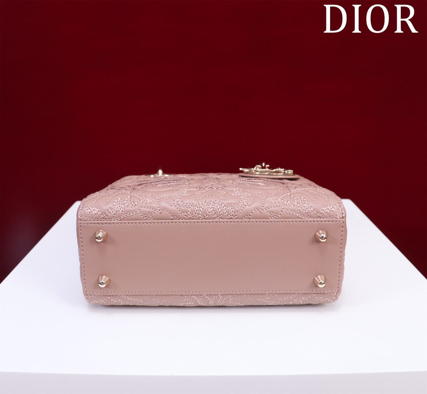 TÚI CHRISTIAN DIOR LADY DIOR Quilted-Effect Lambskin with Ornamental Motif Pink