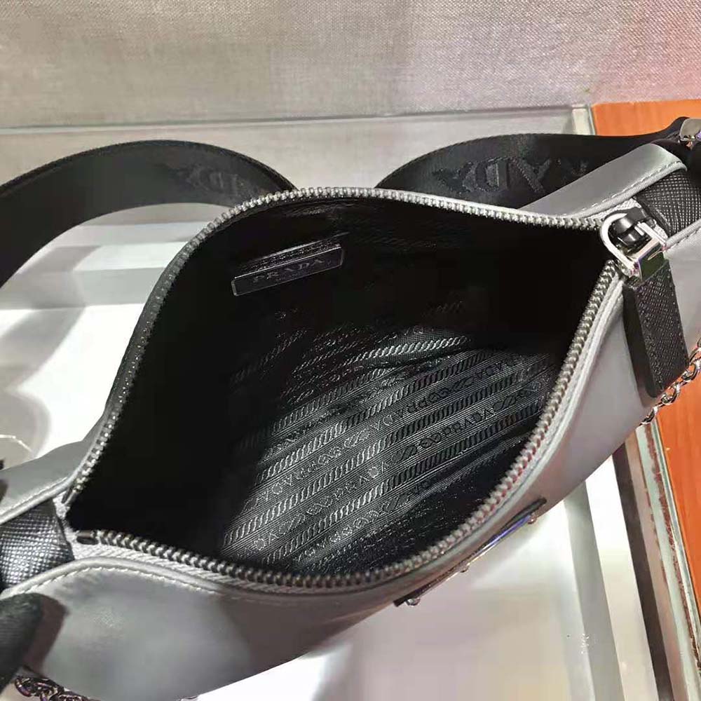 TÚI PRADA Men Nylon and Saffiano Leather Bag with Strap-Black