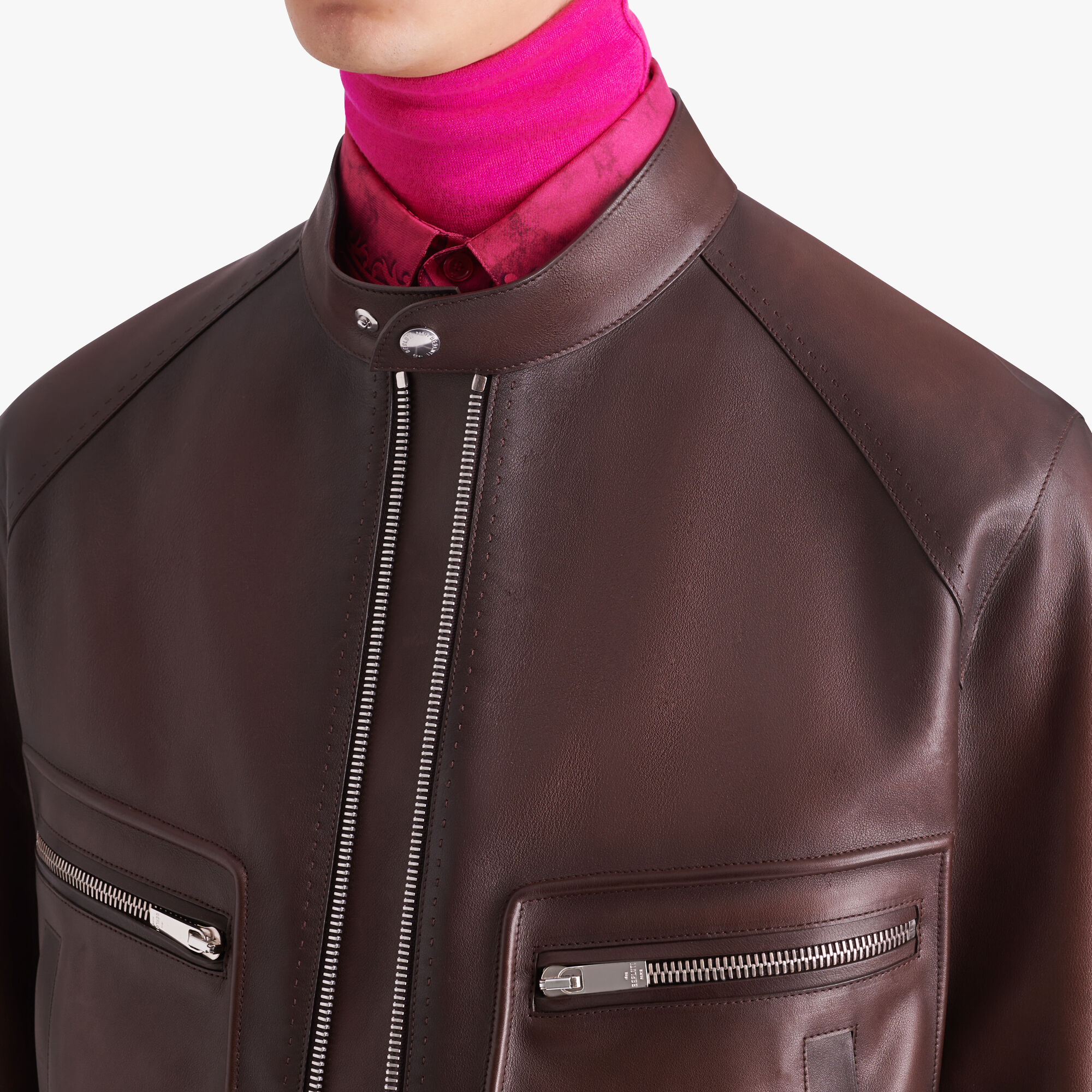 ÁO BERLUTI Patina EBANO leather jacket SS2021