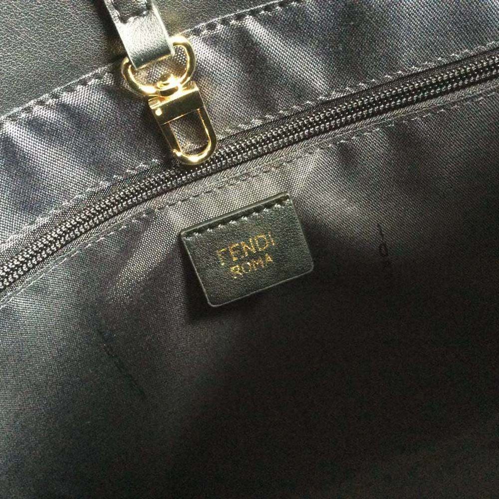 TÚI Fendi Women Shopping Logo Leather Shopper-Black