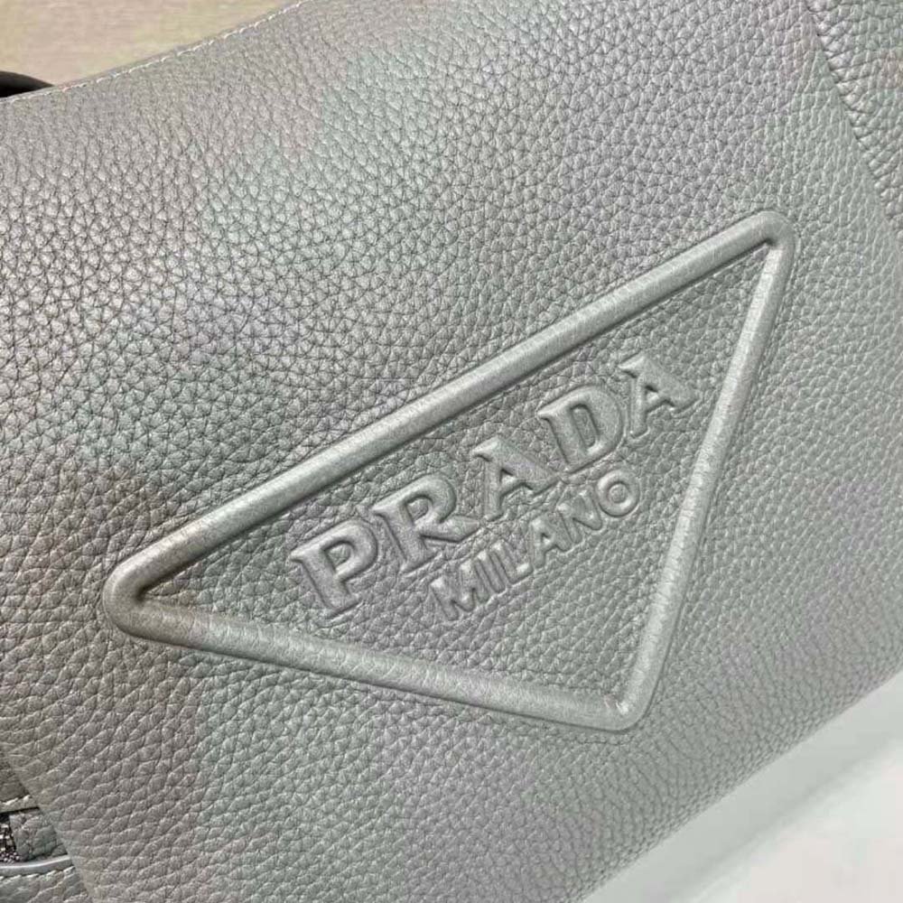 TÚI Prada Leather Bag with Shoulder Strap-Gray