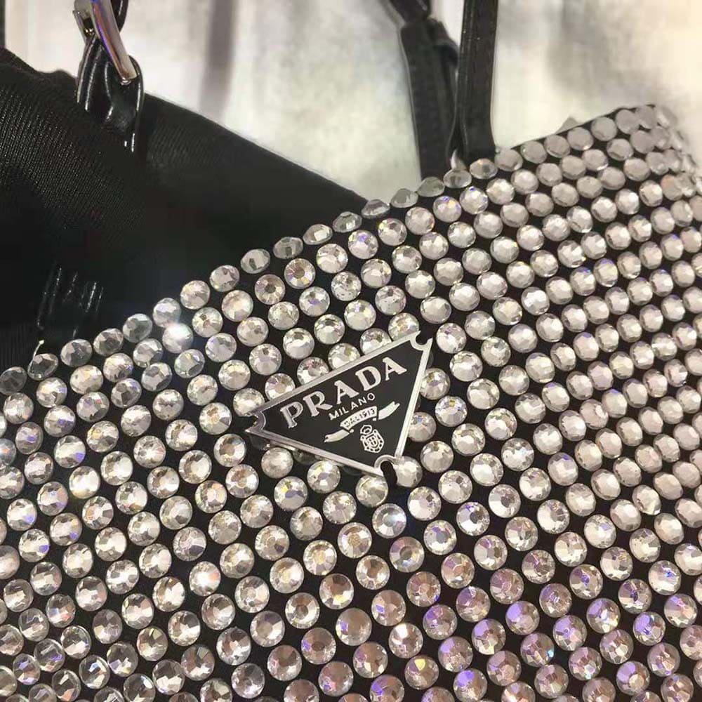 TÚI Prada Women Satin Handbag with Crystals-Black
