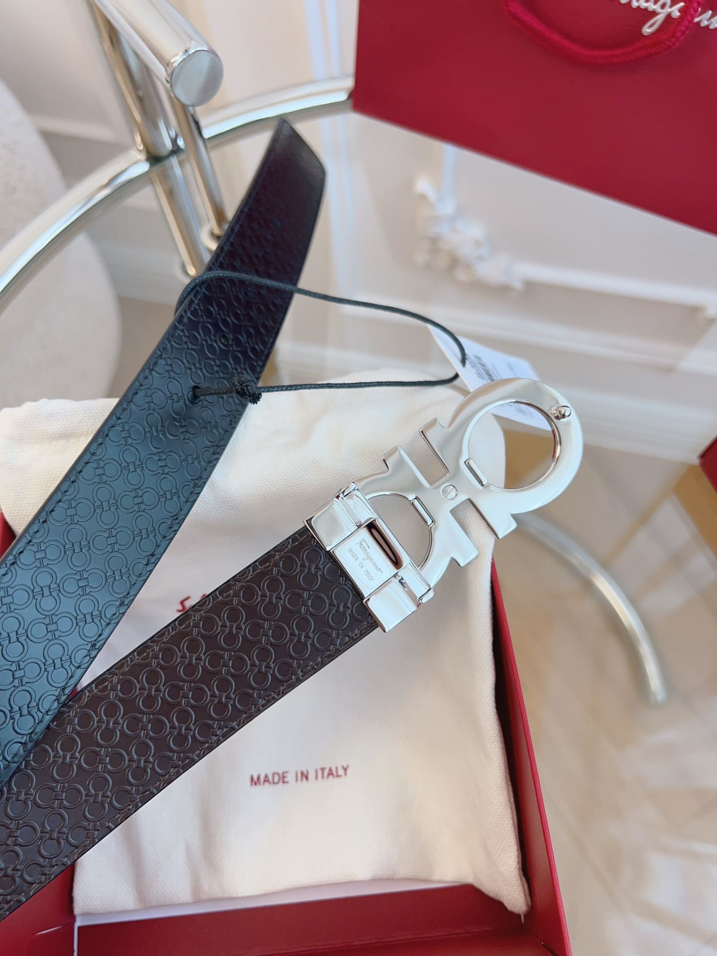 DÂY LƯNG Salvatore Ferragamo Adjustable Gancini Belt Khóa bạc