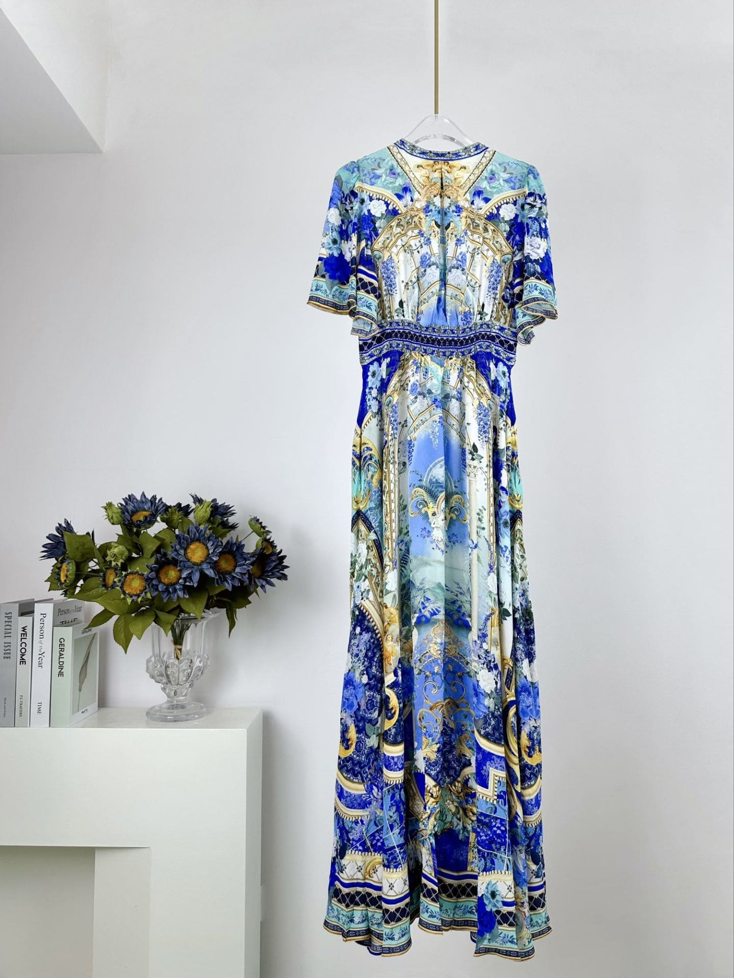 VÁY CAMILLA Silk Embellished V-Neck Maxi Dress High Classy