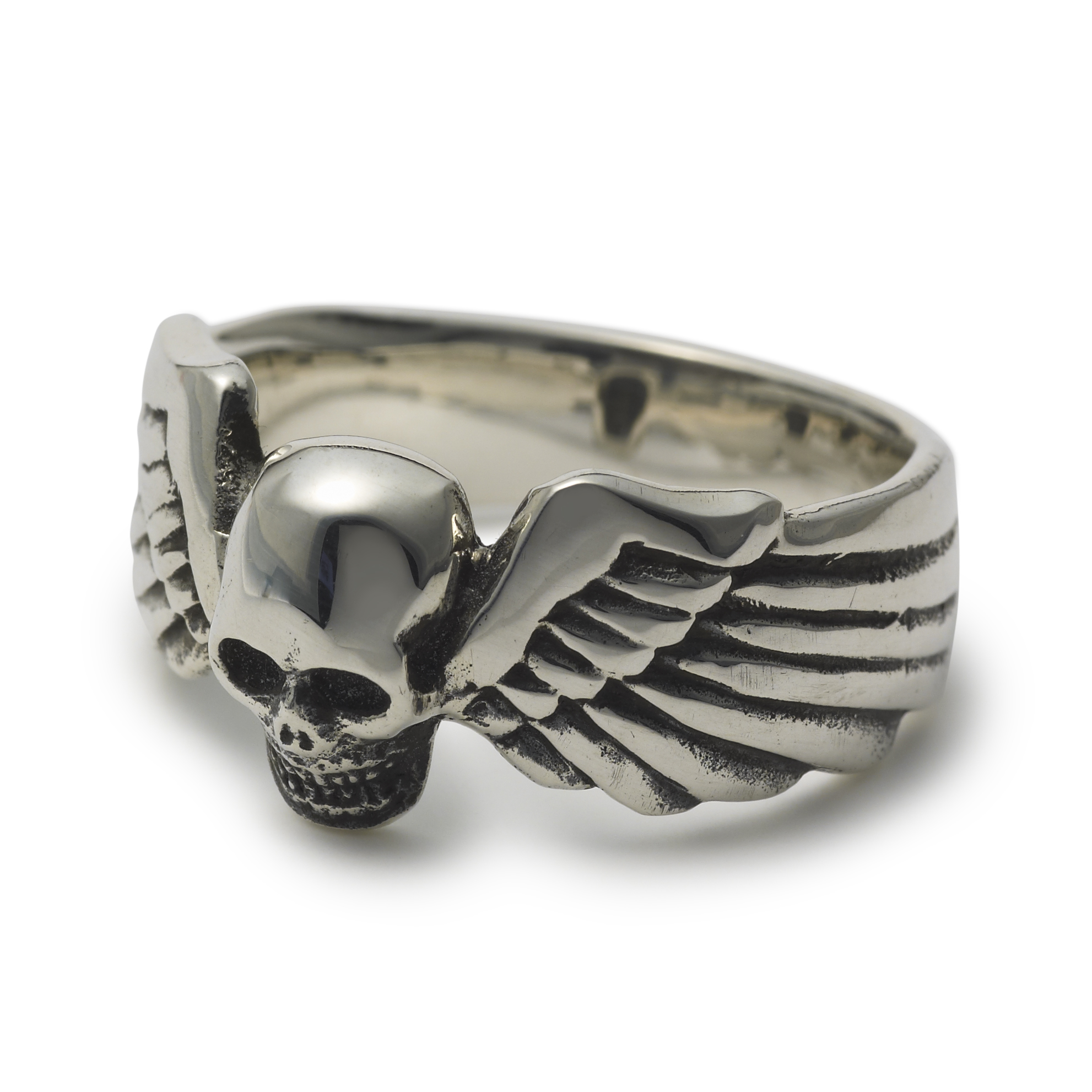 THE Angles wings Skull Ring silver sterling 925 Italia