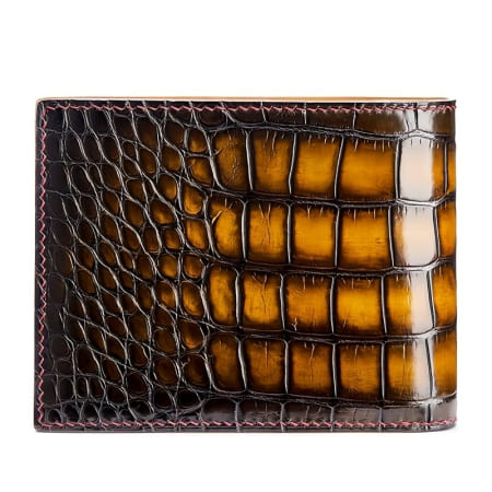 Ví da cá sấu Alligator được làm thủ công màu đỏ Burgundy