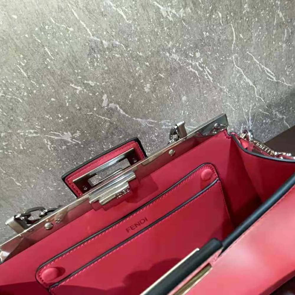 TÚI FENDI Women Peekaboo Cut Medium Pink Leather Bag