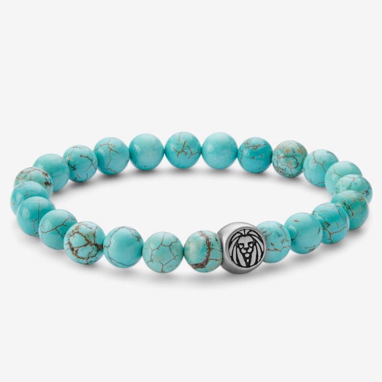 Vòng tay đá TURQUOISE COLOURED STONE BRACELET MIX BẠC 925