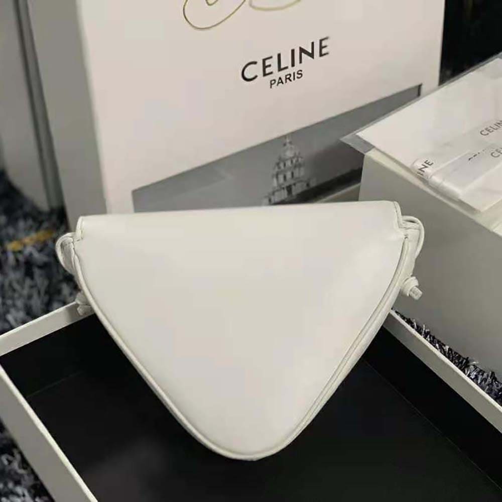 TÚI Celine Women Triangle Bag in Smooth Calfskin with Celine Print-White