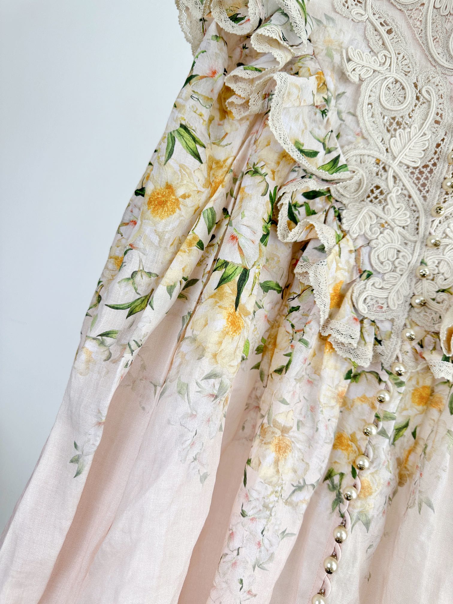ÁO ZIMMERMANN Lace Fabric Flower Vintage Dress