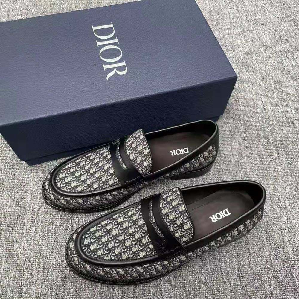 GIÀY DIOR Granville Loafer Beige and Black Dior Oblique Jacquard
