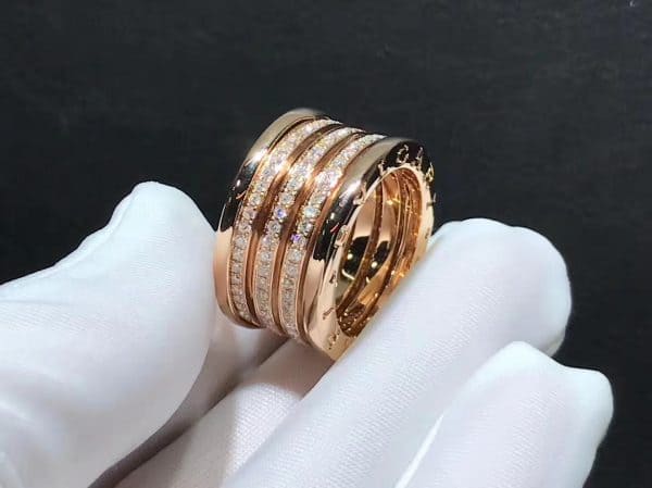 Nhẫn Bulgari B.Zero1 Bốn Hàng Kim Cương Vàng Hồng 18K (Liên hệ để biết giá)