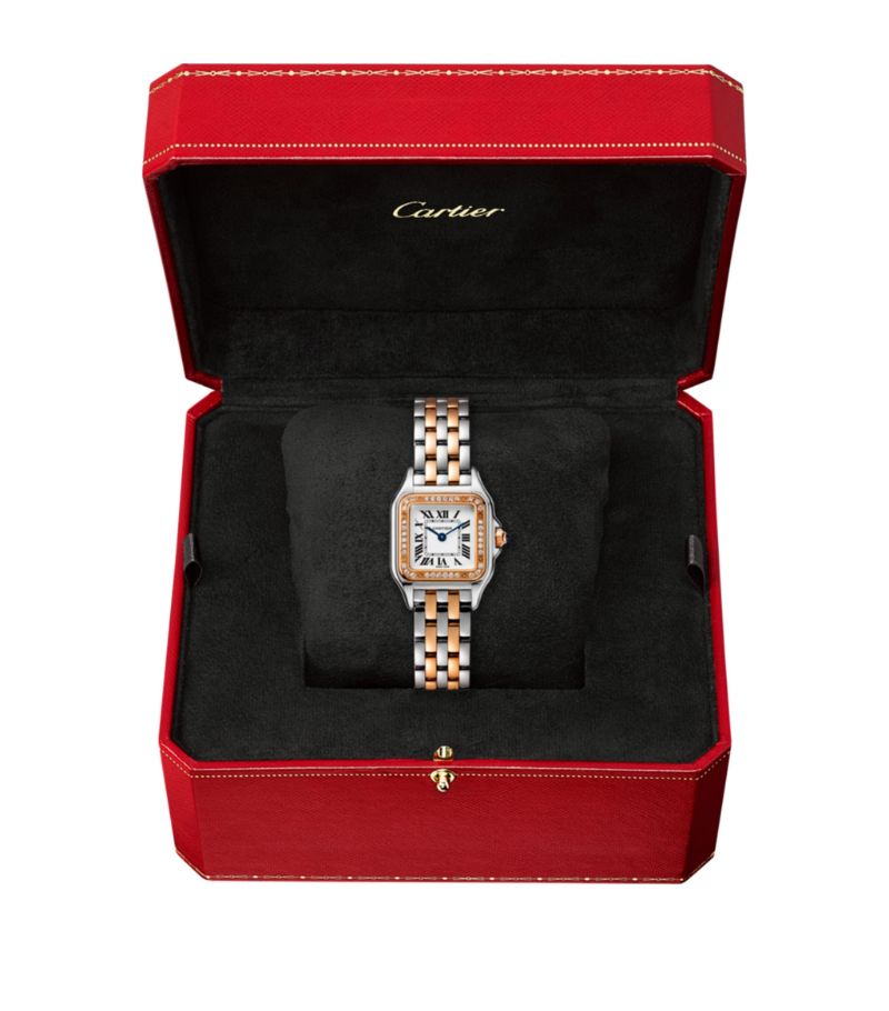 Đồng hồ CARTIER  Rose Gold, Stainless Steel and Diamond Panthère de Cartier 22mm mặt số màu trắng