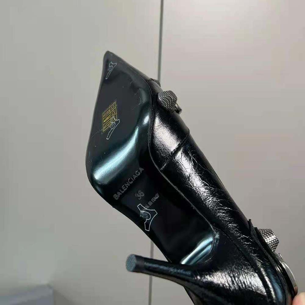 GIÀY Balenciaga Women Cagole 90mm Pump in Black Arena Lambskin