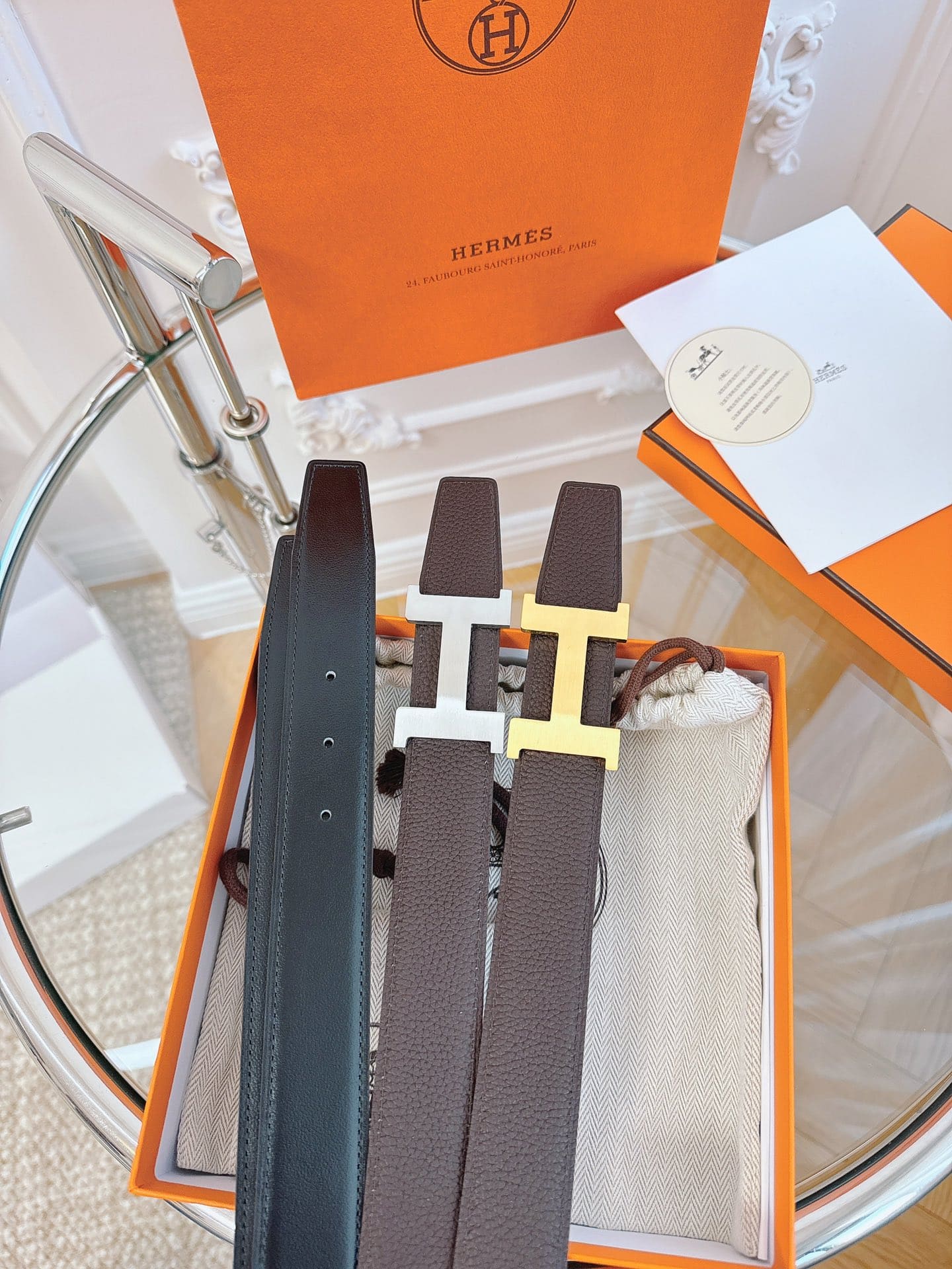 DÂY LƯNG HERMES H MAROON Togo leather hai mặt khóa bạc