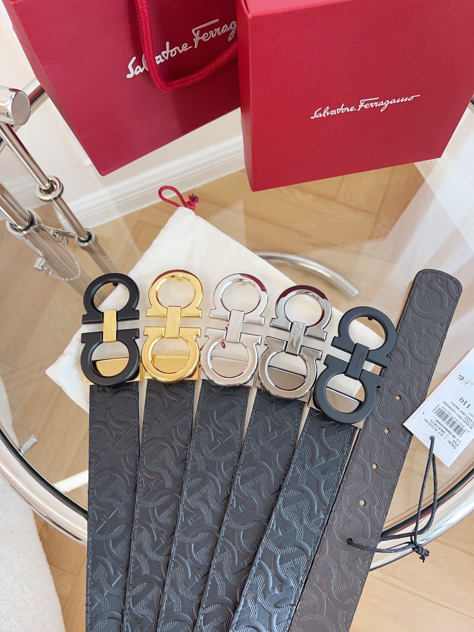 DÂY LƯNG Salvatore Ferragamo Adjustable Gancini Belt Khóa đen