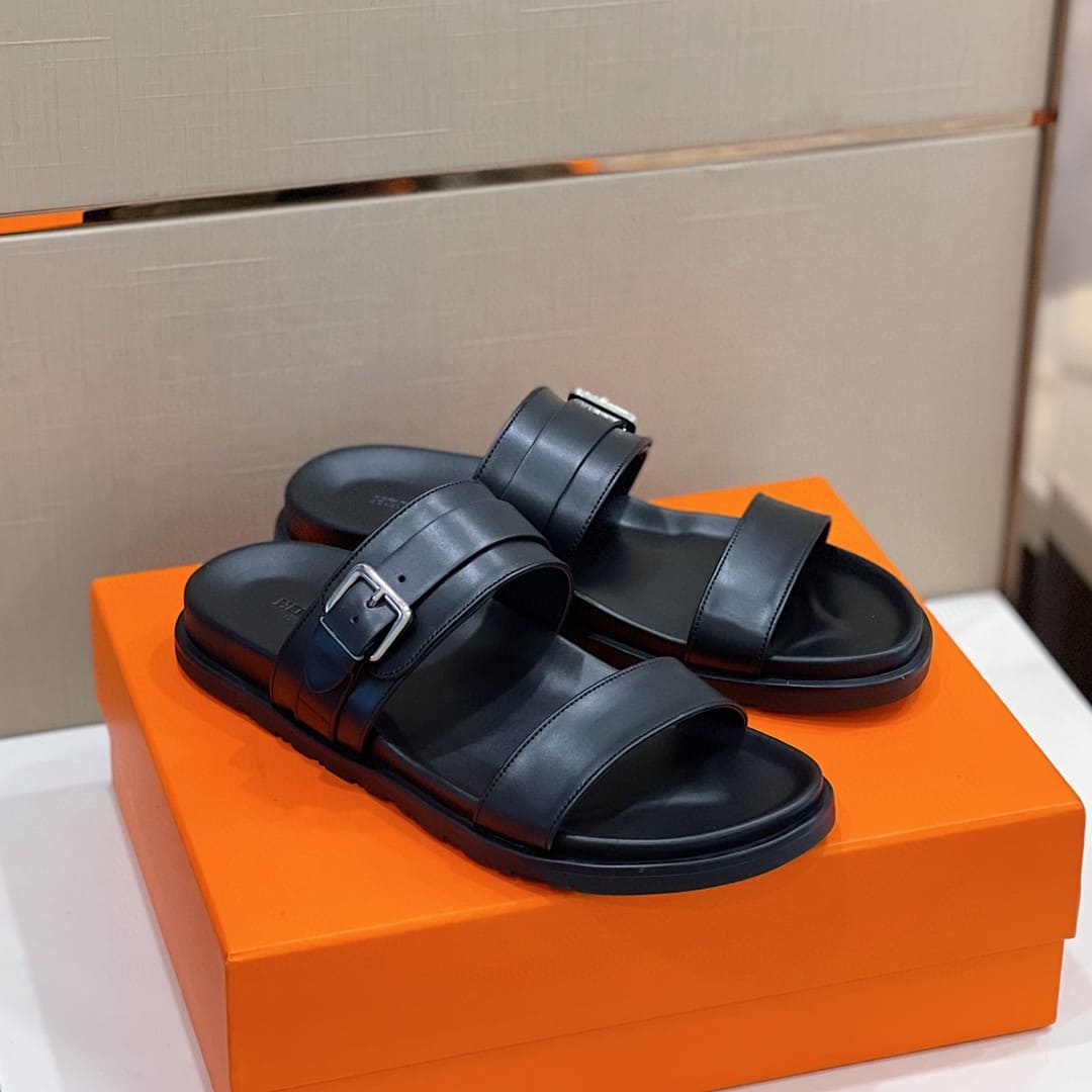 DÉP HERMES BLACK H SANDAL AAA