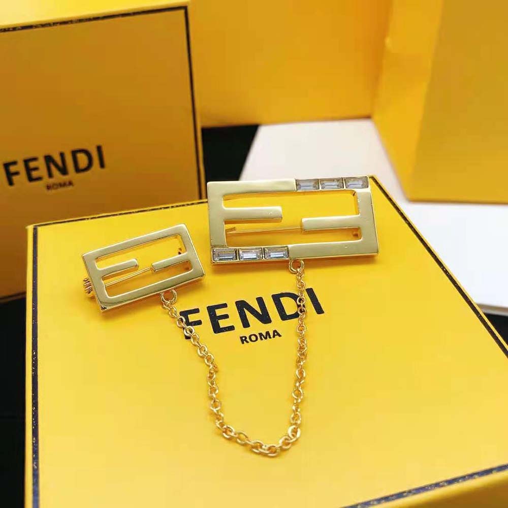 Cài áo Fendi Baguette Brooch Gold Coloured