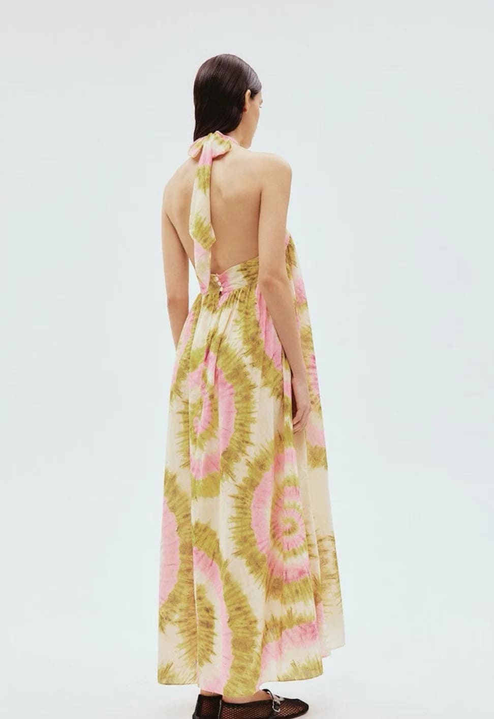 VÁY ALEMAIS HAI DÂY CỔ YẾM IN COTTON High Classy