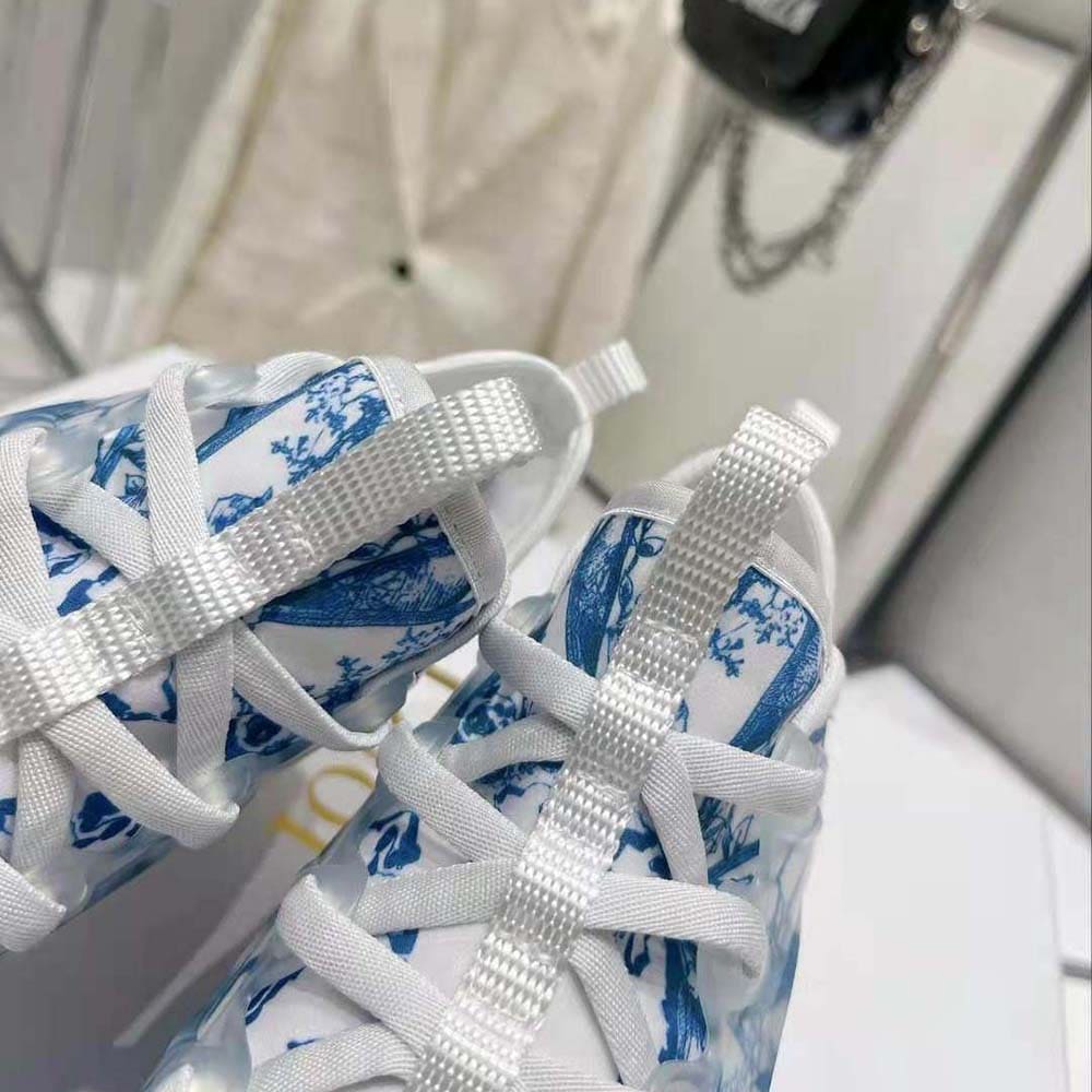 GIÀY Dior Women D-Connect Sneaker Blue Multicolor Technical Fabric with Rêve D’Infini Print
