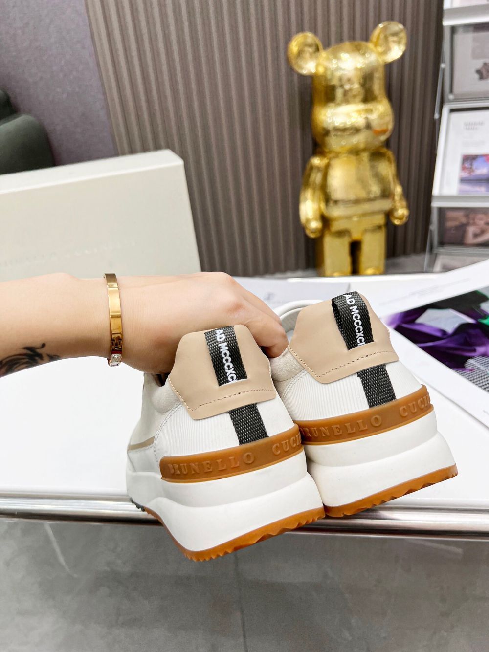 GIÀY BRUNELLO CUCINELLI Suede White Sneaker shoes