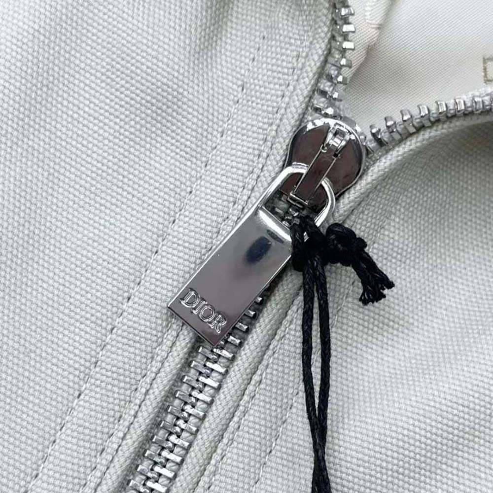 ÁO Dior Men Bomber Jacket Gray Cotton Canvas