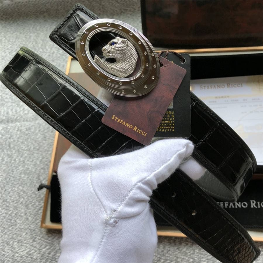 DÂY LƯNG STEFANO RICCI CROCODILE LEATHER DA CÁ SẤU Belt Khóa bạc