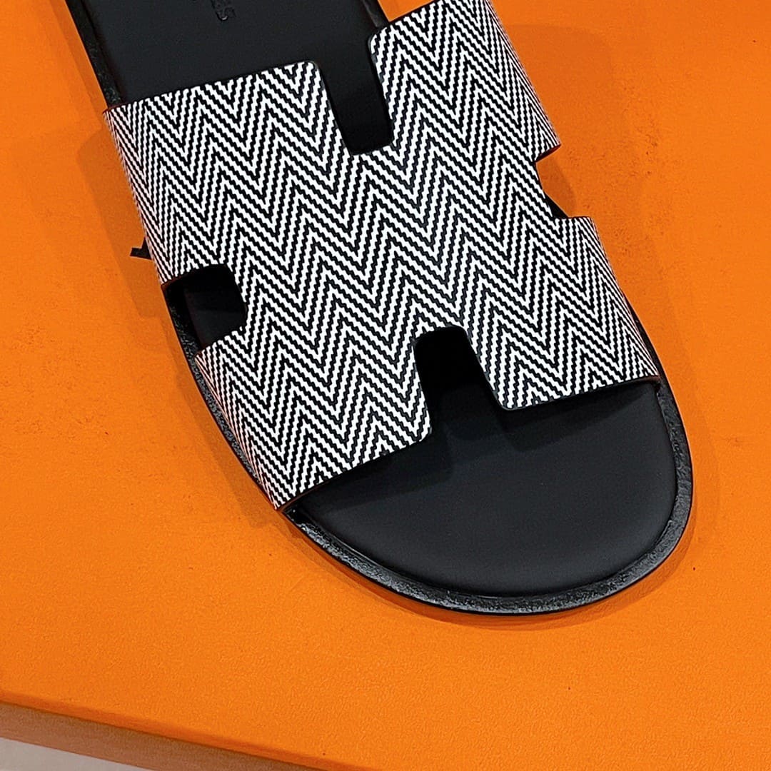 DÉP HERMES IZMIR BLACK WHITE H SANDAL AAA