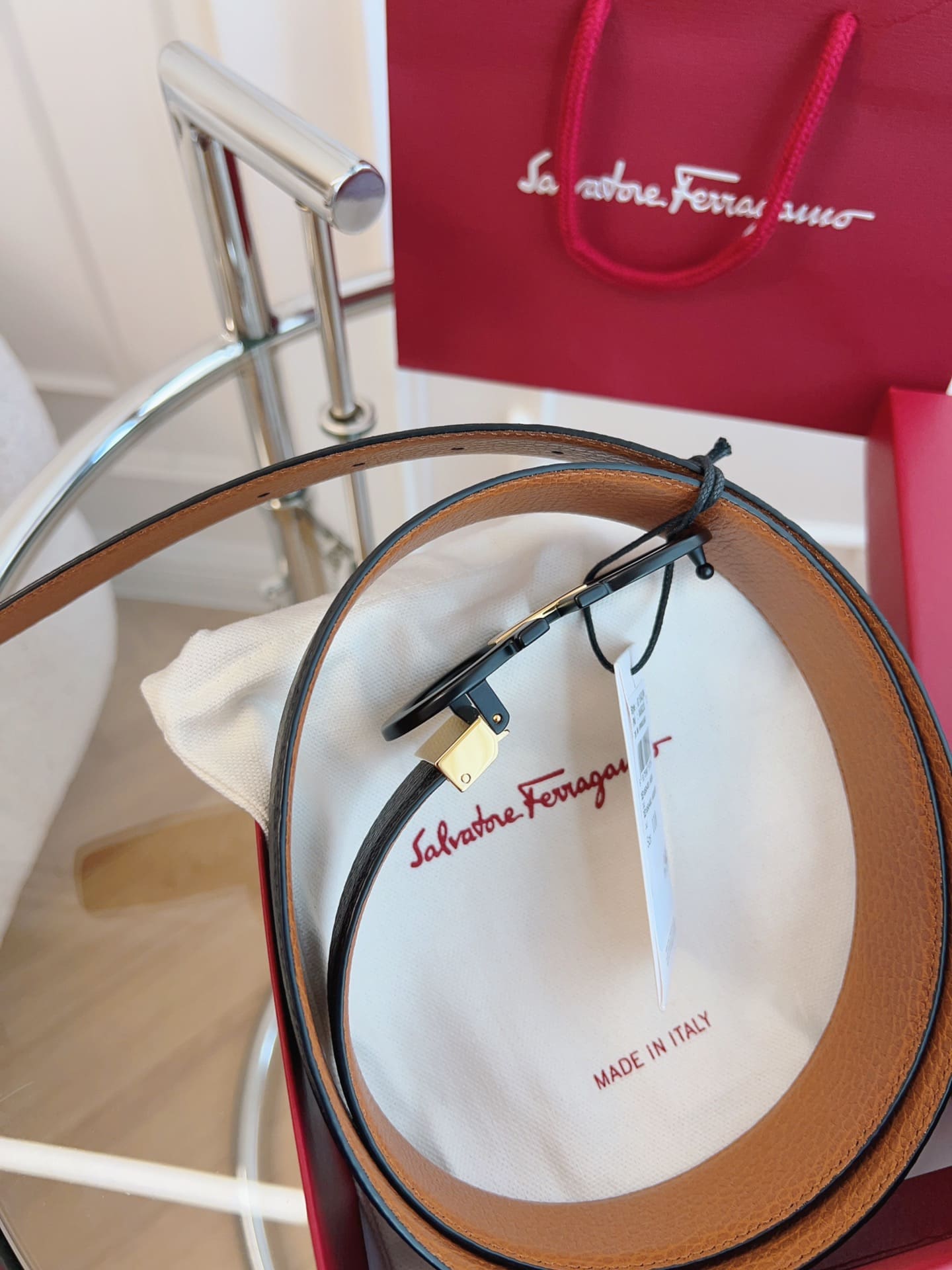 DÂY LƯNG Salvatore Ferragamo Adjustable Gancini Belt Khóa vàng đen