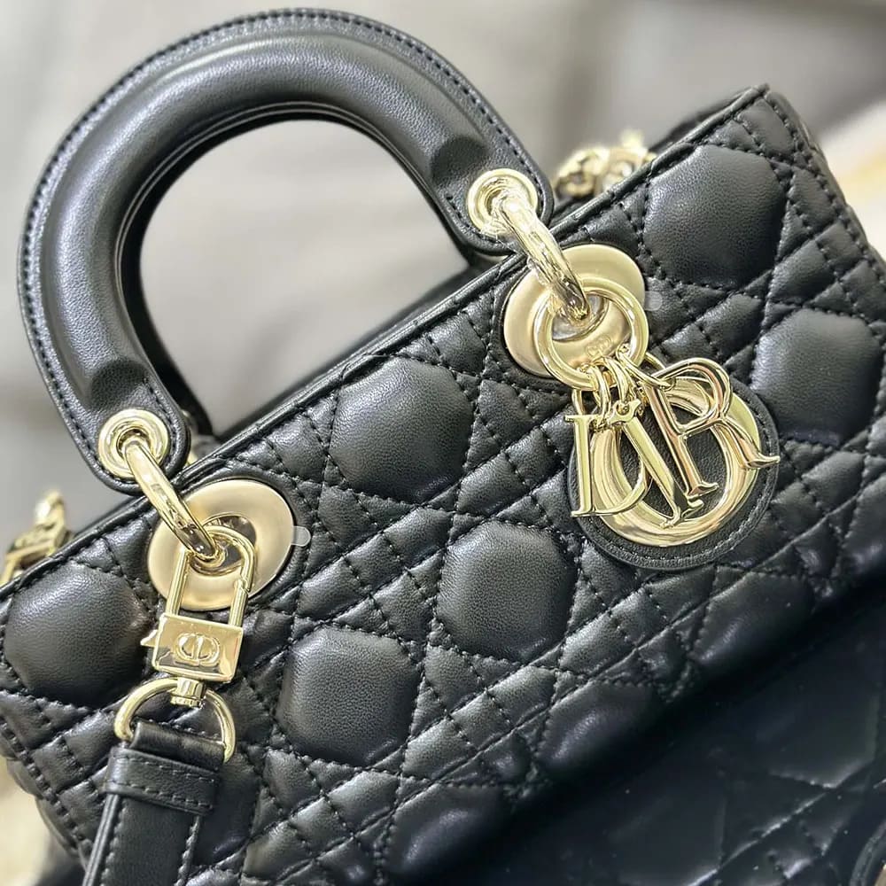 TÚI Dior Women Small Lady D-Joy màu đen Cannage Lambskin