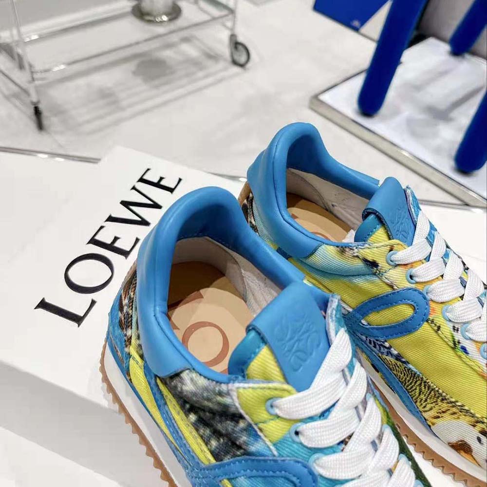 GIÀY LOEWE Men Flow Runner in Printed Canvas