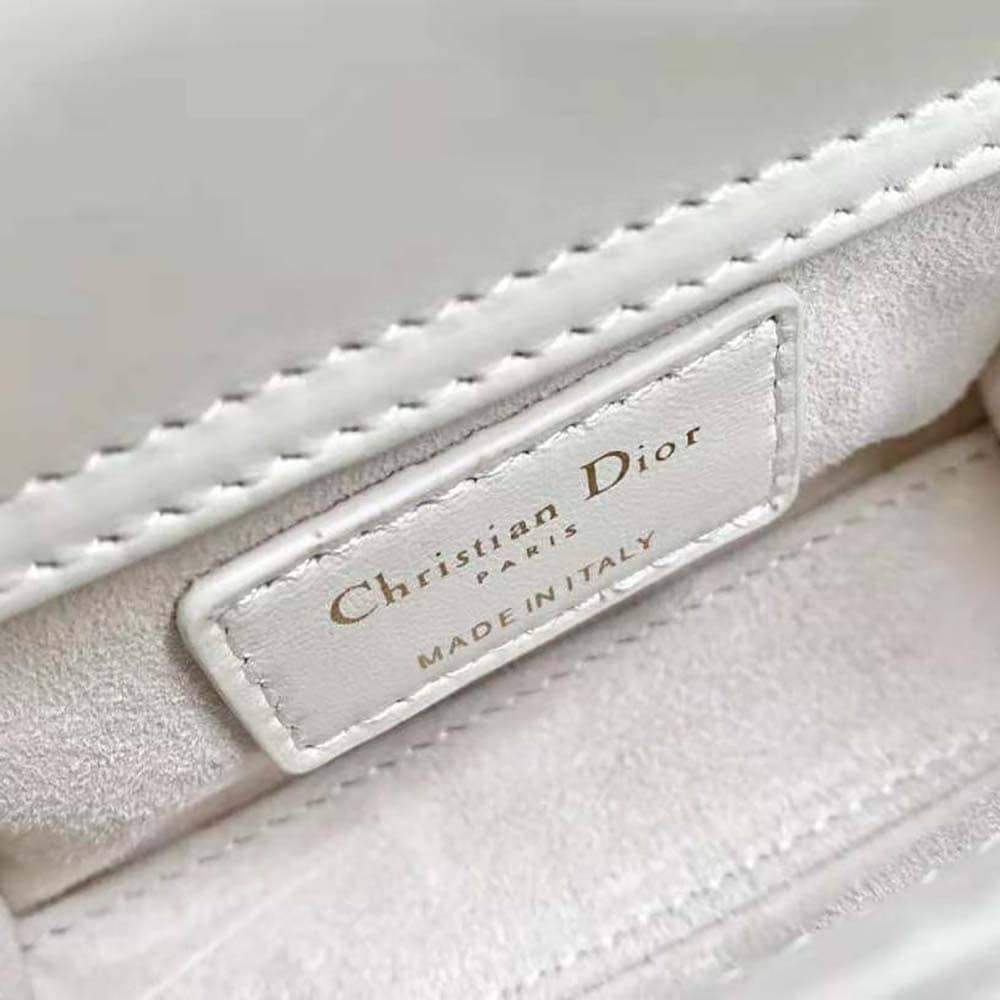 TÚI Dior Women Micro Lady Dior Bag Latte Cannage Lambskin