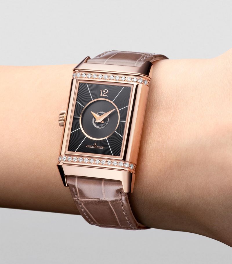 Đồng hồ JAEGER-LECOULTRE Pink Gold and Diamond Reverso Classic Duetto 24.4mm mặt số màu trắng