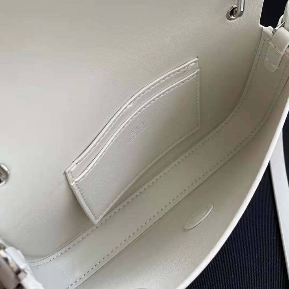 TÚI Fendi Women Baguette Phone Pouch White Patent Leather Pouch