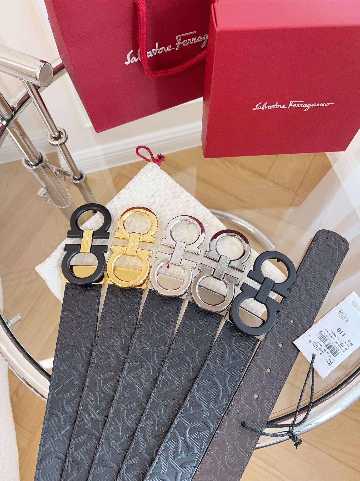 DÂY LƯNG Salvatore Ferragamo Adjustable Gancini Belt Khóa đen